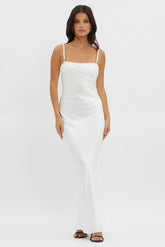 Saving Grace Pearl Strap Maxi Dress Oyster